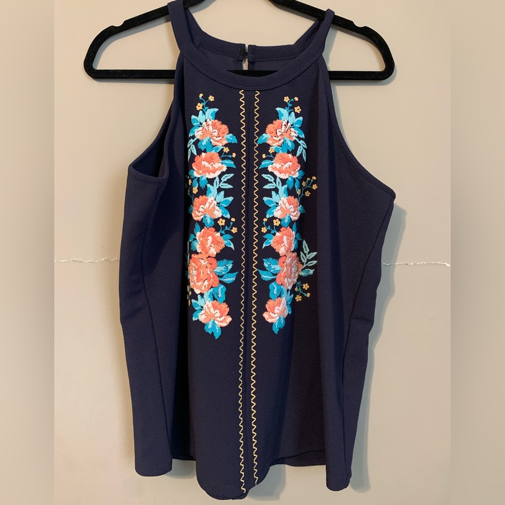 NWOT Rock&Roll Cowgirl Floral Navy Tank Top Size XXL